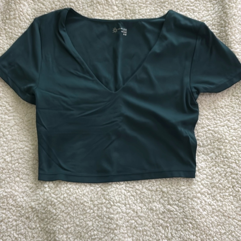 Aerie Green Fitted Crop T-Shirt